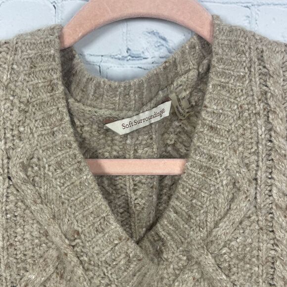 Soft Surroundings Sweater Womens Medium Cable Knit Wool Alpaca Cashmere Tan - Picture 4 of 10